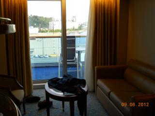 at the sliding door