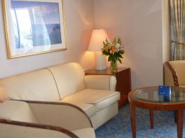 leather furniture and fresh flowers