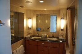 Bathroom - Shower/tub combo, double sinks, very spacious