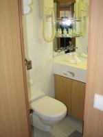 Stateroom 7175 Toilet, Sink, Towels and hair dryer